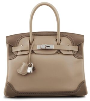 A LIMITED EDITION 30CM ARGILE & ETOUPE SWIFT LEATHER GHILLIES BIRKIN BAG