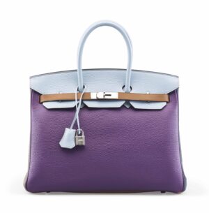 A LIMITED EDITION 35CM ARLEQUIN CLEMENCE LEATHER BIRKIN BAG WITH PALLADIUM HARDWARE