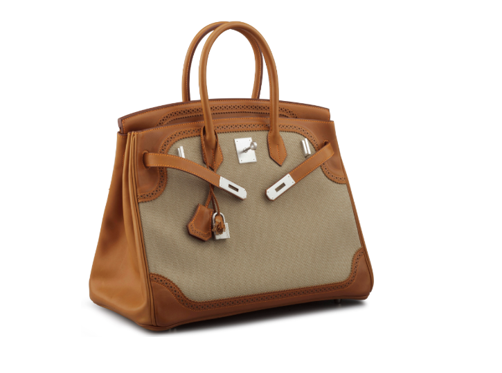 A LIMITED EDITION 35CM NATURAL BARENIA LEATHER & TOILE GHILLIES BIRKIN BAG 3 A LIMITED EDITION 35CM NATURAL BARENIA LEATHER & TOILE GHILLIES BIRKIN BAG - Image 3