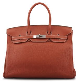 A LIMITED EDITION 35CM SANGUINE & WHITE CLEMENCE LEATHER ECLAT BIRKIN BAG