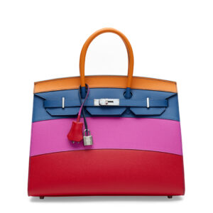 A LIMITED EDITION ABRICOT, BLEU AGATE, MAGNOLIA & ROUGE CASAQUE EPSOM LEATHER SUNSET RAINBOW SELLIER BIRKIN 35 WITH PALLADIUM HARDWARE
