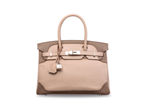 A LIMITED EDITION ARGILE & ÉTOUPE SWIFT LEATHER GHILLIES BIRKIN 30 WITH PALLADIUM HARDWARE