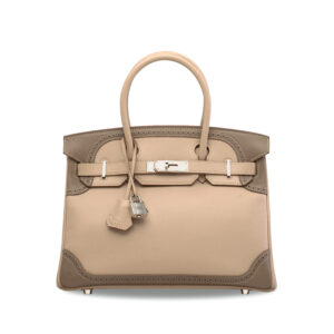 A LIMITED EDITION ARGILE & ETOUPE SWIFT LEATHER GHILLIES BIRKIN 30 WITH PALLADIUM HARDWARE
