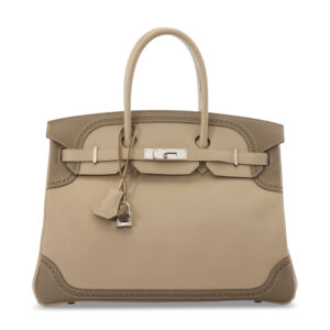 A LIMITED EDITION ARGILE & ÉTOUPE SWIFT LEATHER GHILLIES BIRKIN 35 WITH PALLADIUM HARDWARE