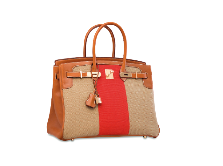 A LIMITED EDITION BARÉNIA LEATHER & CANVAS FLAG BIRKIN 35 WITH GOLD HARDWARE 2 A LIMITED EDITION BARÉNIA LEATHER & CANVAS FLAG BIRKIN 35 WITH GOLD HARDWARE - Image 2