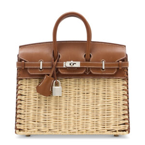 A LIMITED EDITION BARÉNIA LEATHER & OSIER PICNIC BIRKIN 25 WITH PALLADIUM HARDWARE