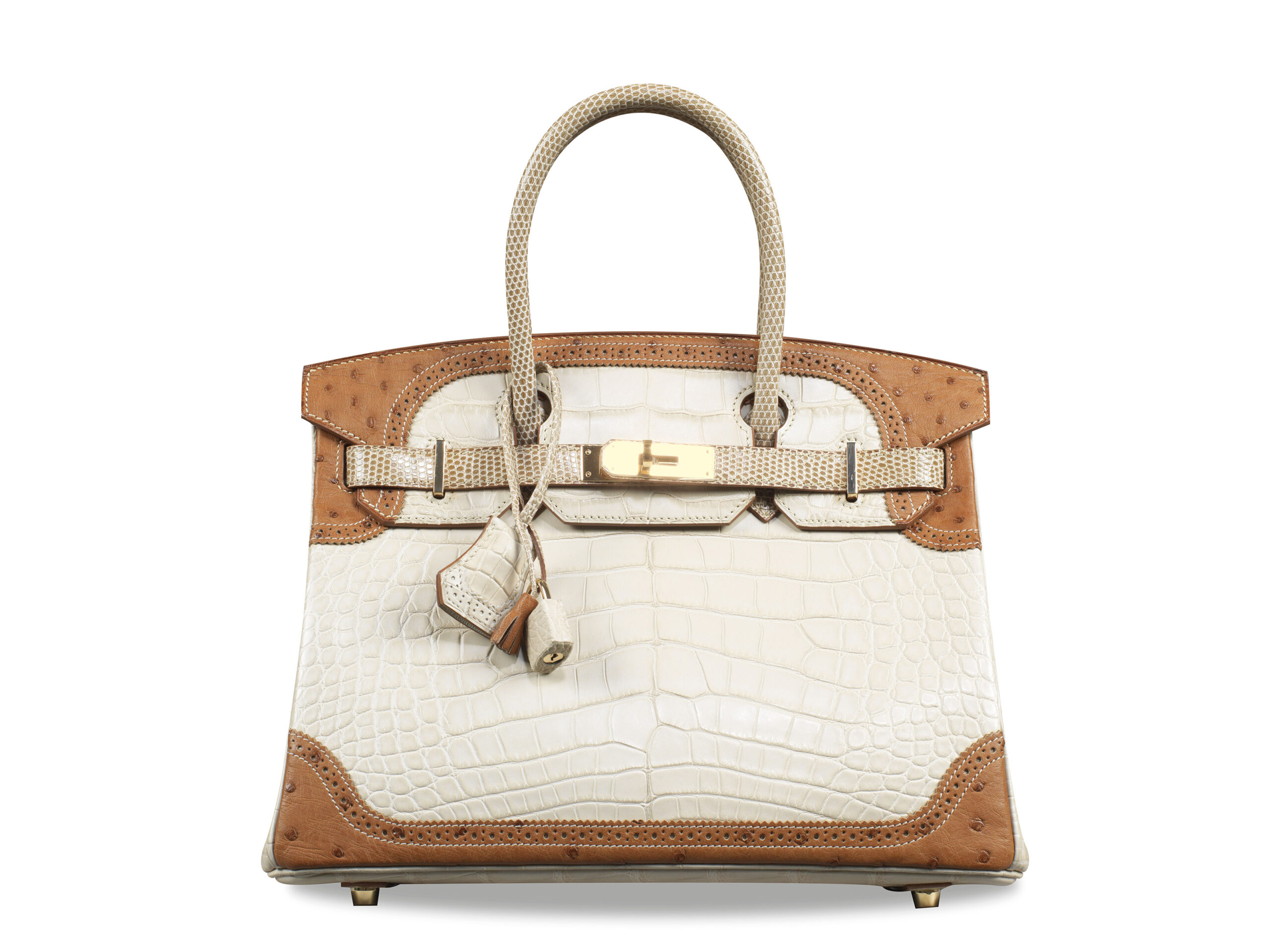 A LIMITED EDITION BÉTON ALLIGATOR, ALEZAN OSTRICH & FICELLE LIZARD GRAND MARIAGE BIRKIN 30 WITH PERMABRASS HARDWARE 1 A LIMITED EDITION BÉTON ALLIGATOR, ALEZAN OSTRICH & FICELLE LIZARD GRAND MARIAGE BIRKIN 30 WITH PERMABRASS HARDWARE (1)