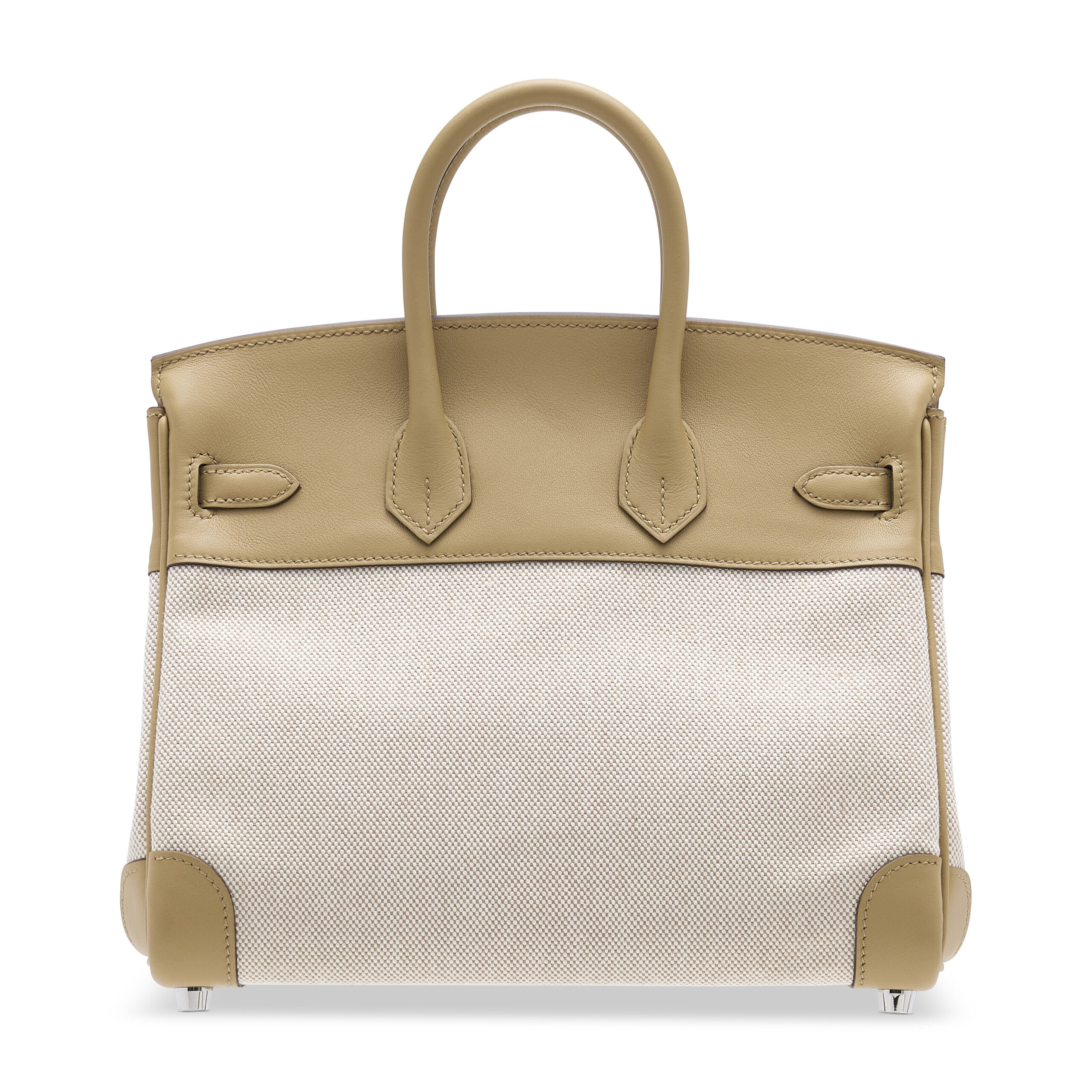 A LIMITED EDITION BISCUIT SWIFT LEATHER & H CANVAS BIRKIN 25 WITH PALLADIUM HARDWARE 3 A LIMITED EDITION BISCUIT SWIFT LEATHER & H CANVAS BIRKIN 25 WITH PALLADIUM HARDWARE - Image 3