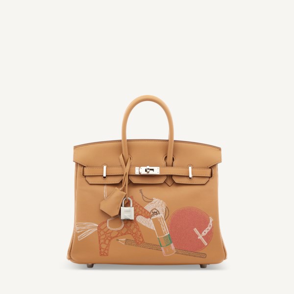 A LIMITED EDITION BISCUIT SWIFT LEATHER IN & OUT BIRKIN 25 WITH PALLADIUM HARDWARE 4 A LIMITED EDITION BISCUIT SWIFT LEATHER IN & OUT BIRKIN 25 WITH PALLADIUM HARDWARE - Image 4