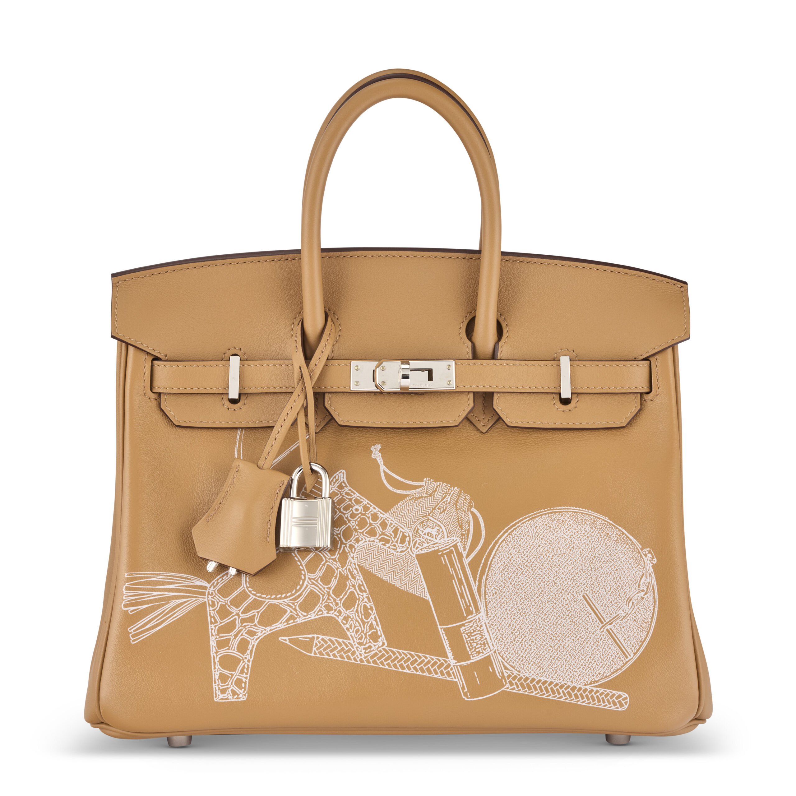 A LIMITED EDITION BISCUIT SWIFT LEATHER IN & OUT BIRKIN 25 WITH PALLADIUM HARDWARE 6 A LIMITED EDITION BISCUIT SWIFT LEATHER IN & OUT BIRKIN 25 WITH PALLADIUM HARDWARE - Image 6