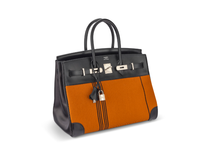 A LIMITED EDITION BLACK CALF BOX LEATHER & POTIRON CANVAS POTAMOS BIRKIN 35 WITH PALLADIUM HARDWARE 2 A LIMITED EDITION BLACK CALF BOX LEATHER & POTIRON CANVAS POTAMOS BIRKIN 35 WITH PALLADIUM HARDWARE - Image 2