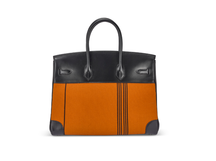 A LIMITED EDITION BLACK CALF BOX LEATHER & POTIRON CANVAS POTAMOS BIRKIN 35 WITH PALLADIUM HARDWARE 3 A LIMITED EDITION BLACK CALF BOX LEATHER & POTIRON CANVAS POTAMOS BIRKIN 35 WITH PALLADIUM HARDWARE - Image 3