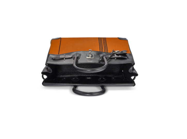 A LIMITED EDITION BLACK CALF BOX LEATHER & POTIRON CANVAS POTAMOS BIRKIN 35 WITH PALLADIUM HARDWARE 5 A LIMITED EDITION BLACK CALF BOX LEATHER & POTIRON CANVAS POTAMOS BIRKIN 35 WITH PALLADIUM HARDWARE - Image 5