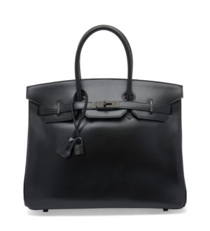 A LIMITED EDITION BLACK CALF BOX LEATHER SO BLACK BIRKIN 35 WITH BLACK PVD HARDWARE