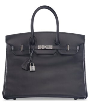 A LIMITED EDITION BLACK CALF BOX LEATHER SO BLACK BIRKIN 35 WITH PVD HARDWARE BY JEAN PAUL GAULITER (1)