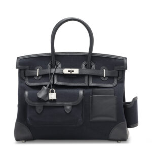 A LIMITED EDITION BLACK CANVAS & BLACK SWIFT LEATHER CARGO BIRKIN 35 WITH PALLADIUM HARDWARE