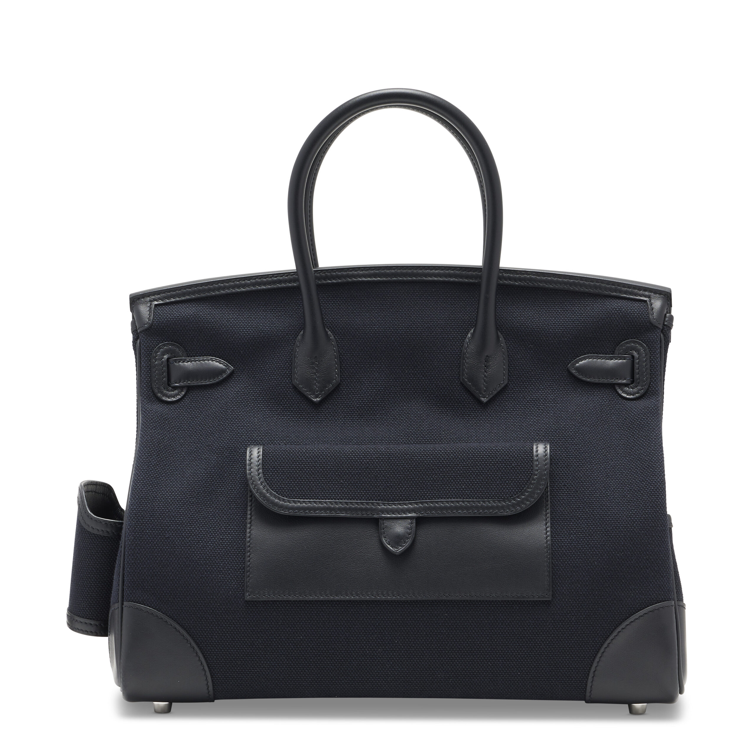 A LIMITED EDITION BLACK CANVAS & BLACK SWIFT LEATHER CARGO BIRKIN 35 WITH PALLADIUM HARDWARE 3 A LIMITED EDITION BLACK CANVAS & BLACK SWIFT LEATHER CARGO BIRKIN 35 WITH PALLADIUM HARDWARE - Image 3