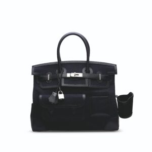 A LIMITED EDITION BLACK CANVAS & BLACK SWIFT LEATHER CARGO BIRKIN 35 WITH PALLADIUM HARDWARE (4)