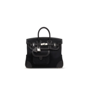 A LIMITED EDITION BLACK CANVAS & SWIFT LEATHER CARGO BIRKIN 25 WITH PALLADIUM HARDWARE