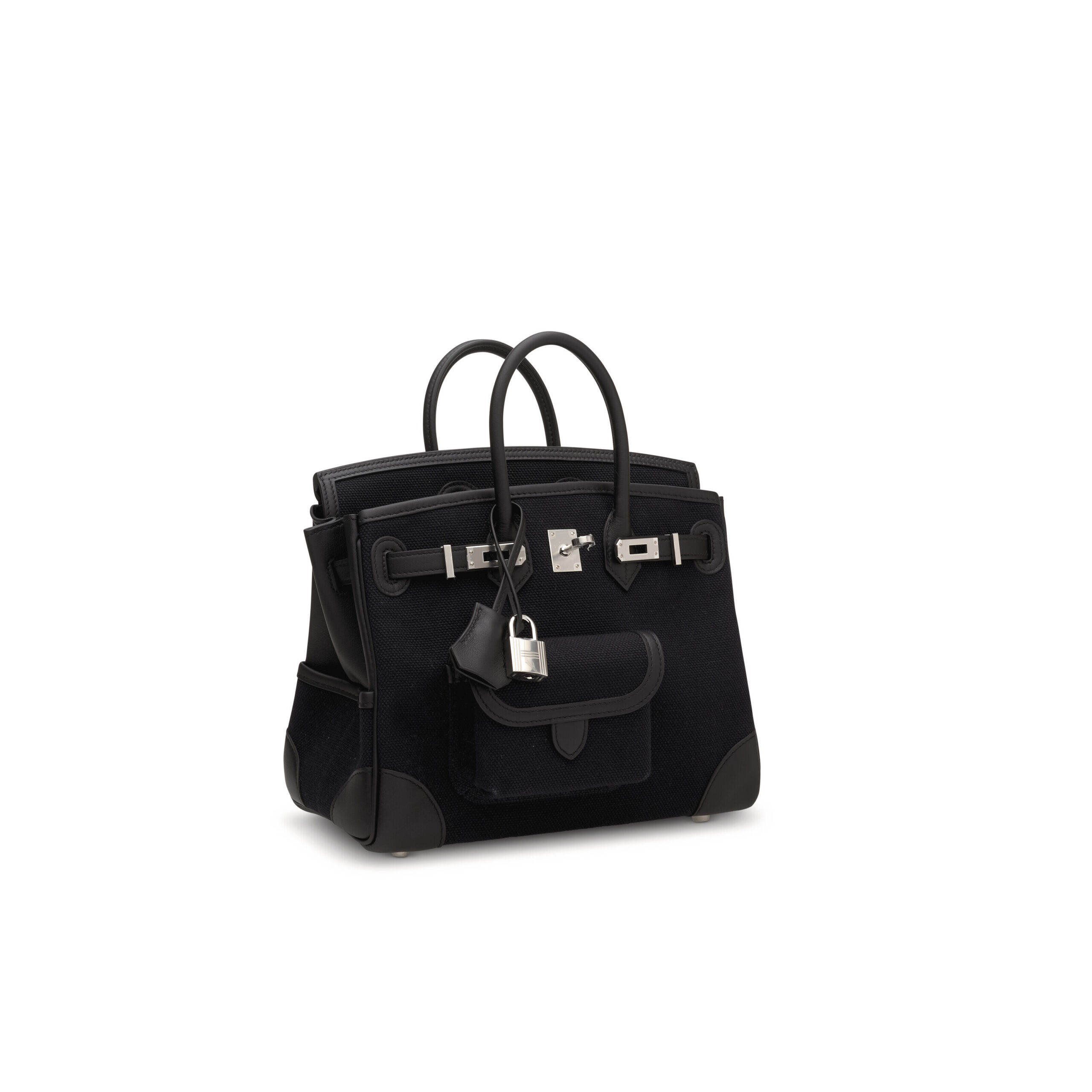 A LIMITED EDITION BLACK CANVAS & SWIFT LEATHER CARGO BIRKIN 25 WITH PALLADIUM HARDWARE 5 A LIMITED EDITION BLACK CANVAS & SWIFT LEATHER CARGO BIRKIN 25 WITH PALLADIUM HARDWARE - Image 5