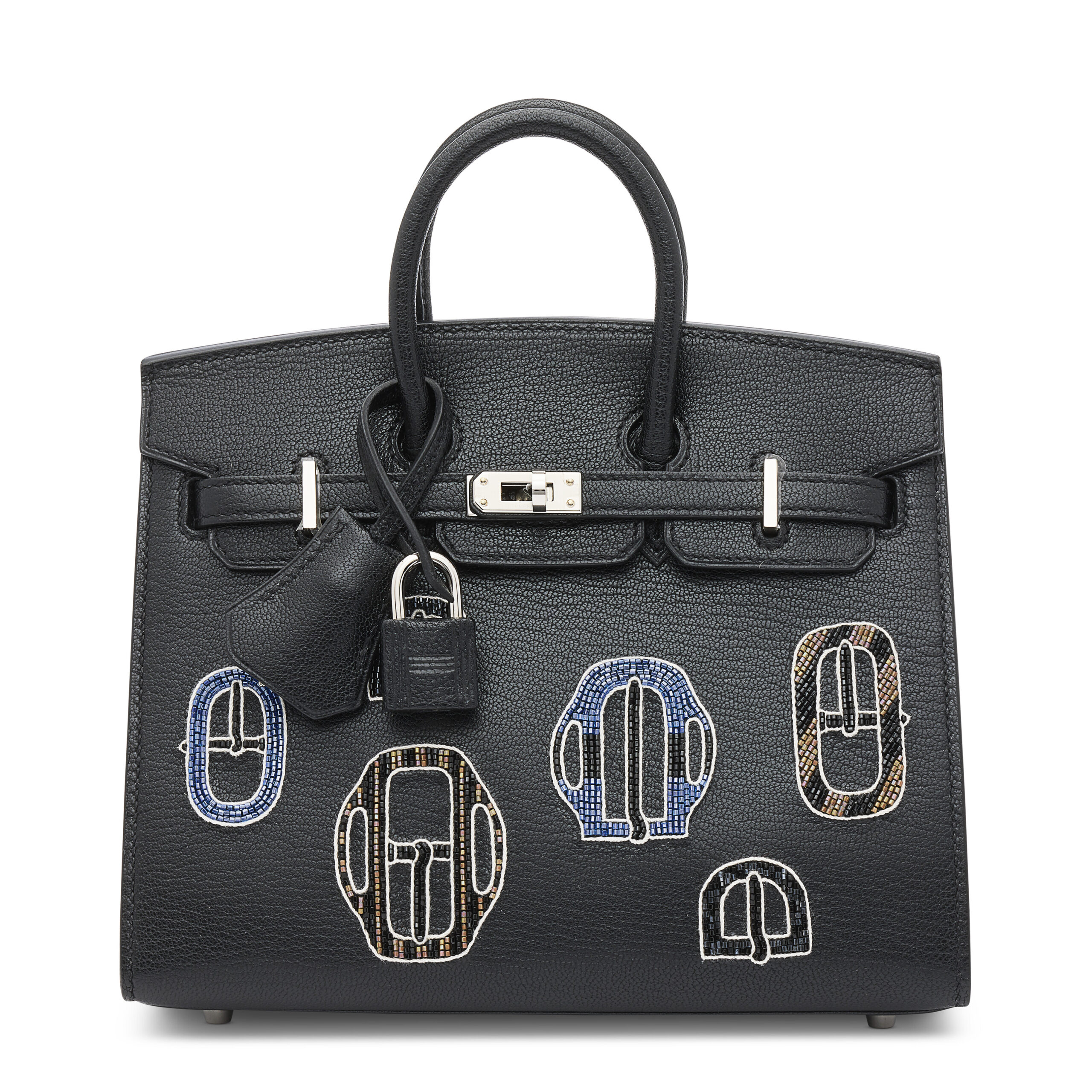 A LIMITED EDITION BLACK CHÈVRE LEATHER BOUCLERIE MODERNE CASAQUE SELLIER BIRKIN 20 WITH PALLADIUM HARDWARE 4 A LIMITED EDITION BLACK CHÈVRE LEATHER BOUCLERIE MODERNE CASAQUE SELLIER BIRKIN 20 WITH PALLADIUM HARDWARE - Image 4