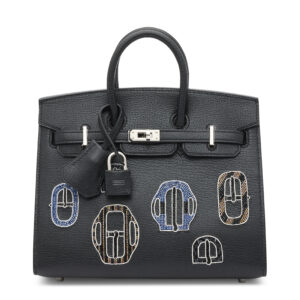 A LIMITED EDITION BLACK CHÈVRE LEATHER BOUCLERIE MODERNE CASAQUE SELLIER BIRKIN 20 WITH PALLADIUM HARDWARE