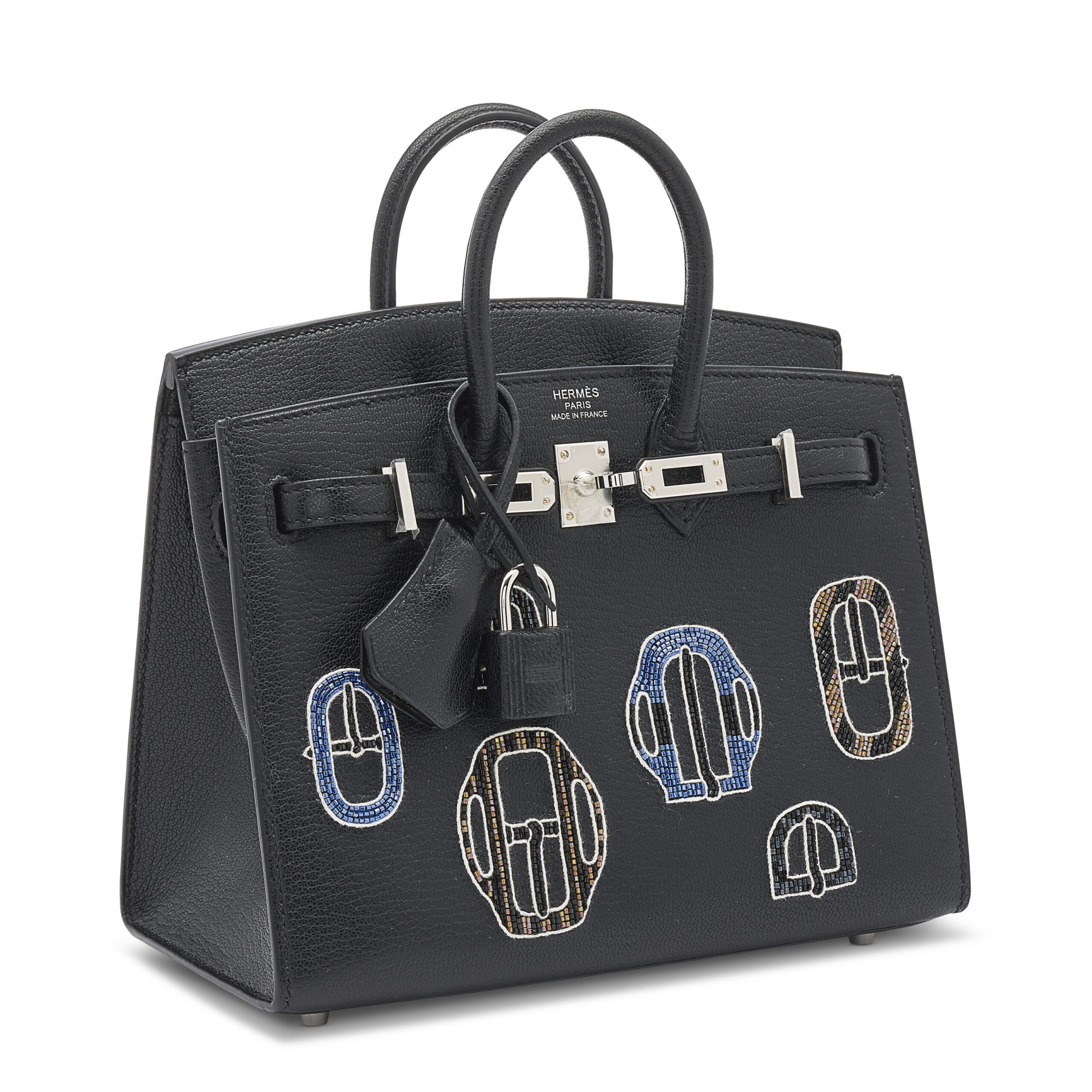 A LIMITED EDITION BLACK CHÈVRE LEATHER BOUCLERIE MODERNE CASAQUE SELLIER BIRKIN 20 WITH PALLADIUM HARDWARE 6 A LIMITED EDITION BLACK CHÈVRE LEATHER BOUCLERIE MODERNE CASAQUE SELLIER BIRKIN 20 WITH PALLADIUM HARDWARE - Image 6