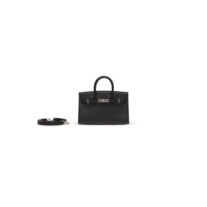 A LIMITED EDITION BLACK EPSOM LEATHER MICRO MINI BIRKIN WITH PALLADIUM HARDWARE
