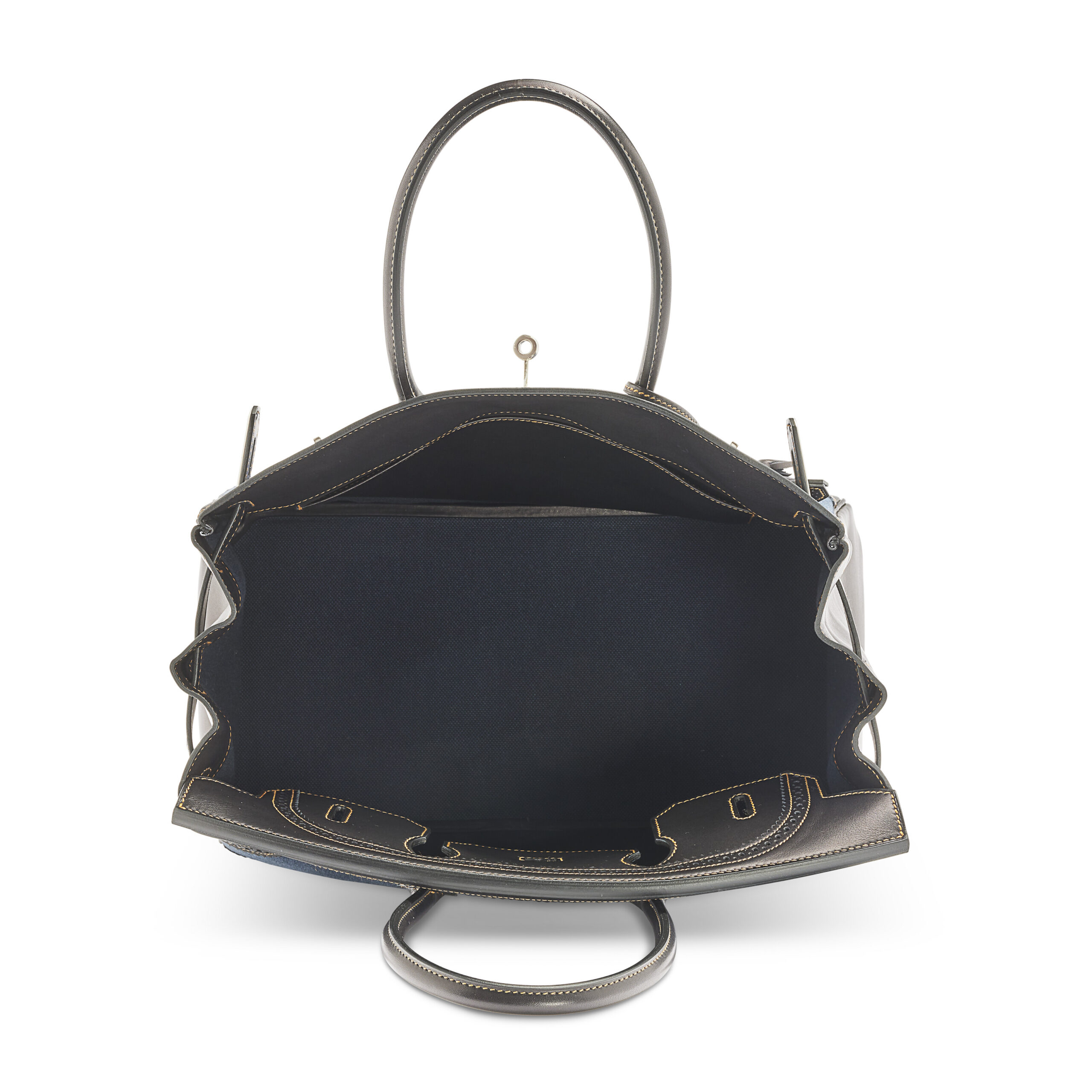 A LIMITED EDITION BLACK EVERCALF LEATHER & DENIM CANVAS GHILLIES BIRKIN 35 WITH BRUSHED PALLADIUM HARDWARE 3 A LIMITED EDITION BLACK EVERCALF LEATHER & DENIM CANVAS GHILLIES BIRKIN 35 WITH BRUSHED PALLADIUM HARDWARE - Image 3