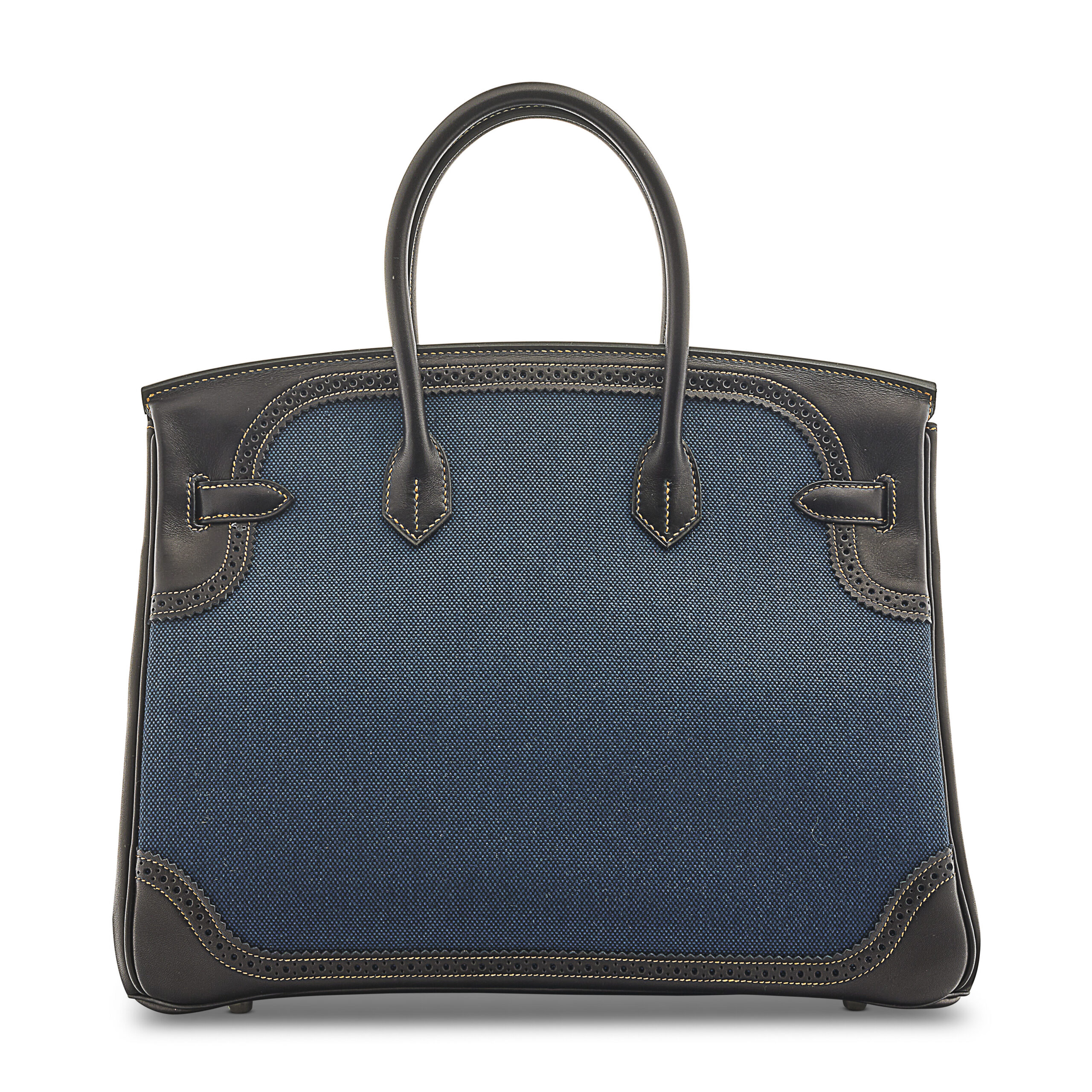 A LIMITED EDITION BLACK EVERCALF LEATHER & DENIM CANVAS GHILLIES BIRKIN 35 WITH BRUSHED PALLADIUM HARDWARE 4 A LIMITED EDITION BLACK EVERCALF LEATHER & DENIM CANVAS GHILLIES BIRKIN 35 WITH BRUSHED PALLADIUM HARDWARE - Image 4