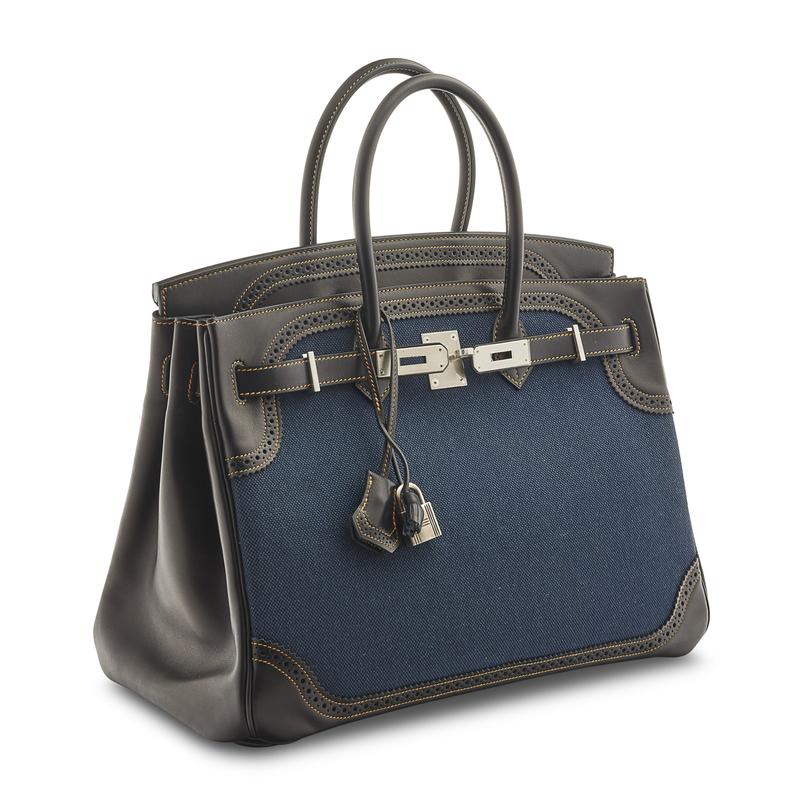 A LIMITED EDITION BLACK EVERCALF LEATHER & DENIM CANVAS GHILLIES BIRKIN 35 WITH BRUSHED PALLADIUM HARDWARE 6 A LIMITED EDITION BLACK EVERCALF LEATHER & DENIM CANVAS GHILLIES BIRKIN 35 WITH BRUSHED PALLADIUM HARDWARE - Image 6