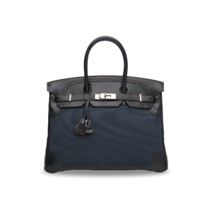 A LIMITED EDITION BLACK EVERCALF LEATHER & DENIM GHILLIES BIRKIN 35 WITH BRUSHED PALLADIUM HARDWARE