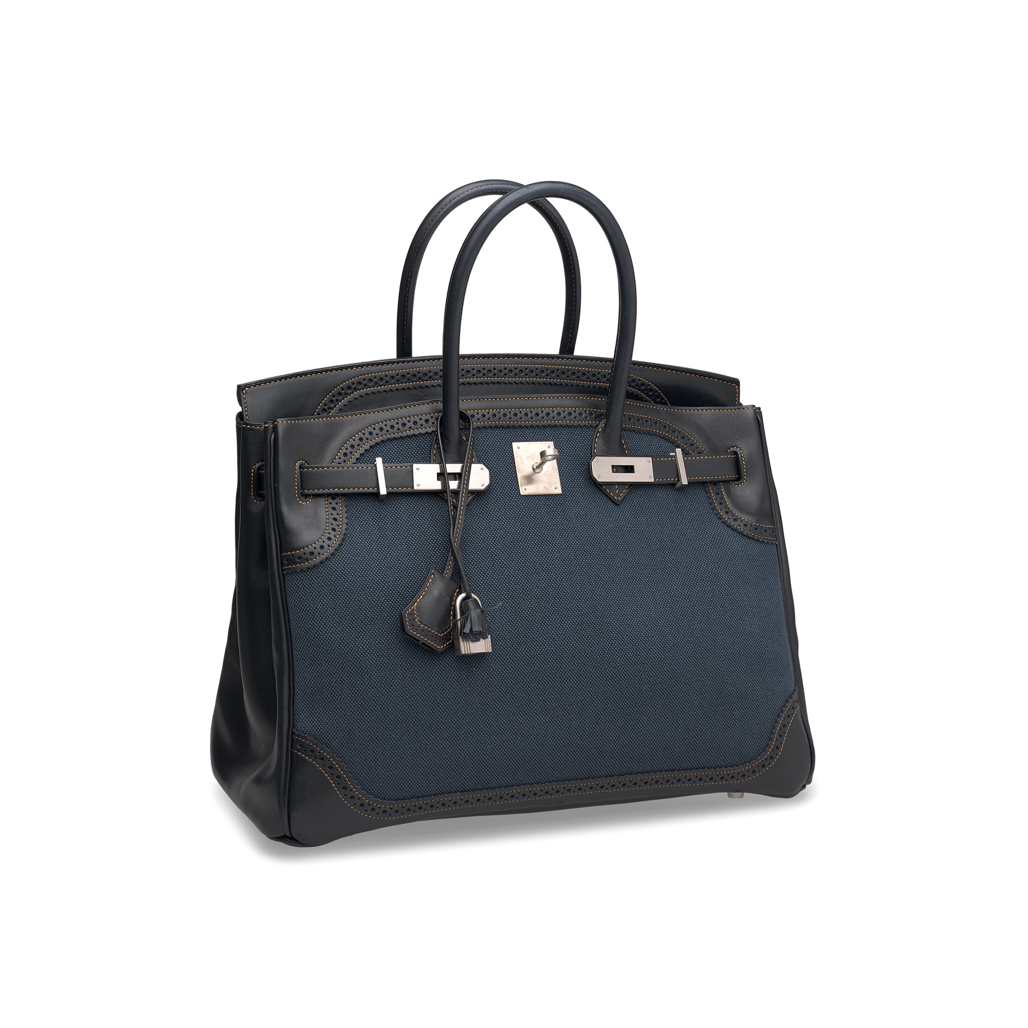 A LIMITED EDITION BLACK EVERCALF LEATHER & DENIM GHILLIES BIRKIN 35 WITH BRUSHED PALLADIUM HARDWARE 2 A LIMITED EDITION BLACK EVERCALF LEATHER & DENIM GHILLIES BIRKIN 35 WITH BRUSHED PALLADIUM HARDWARE - Image 2