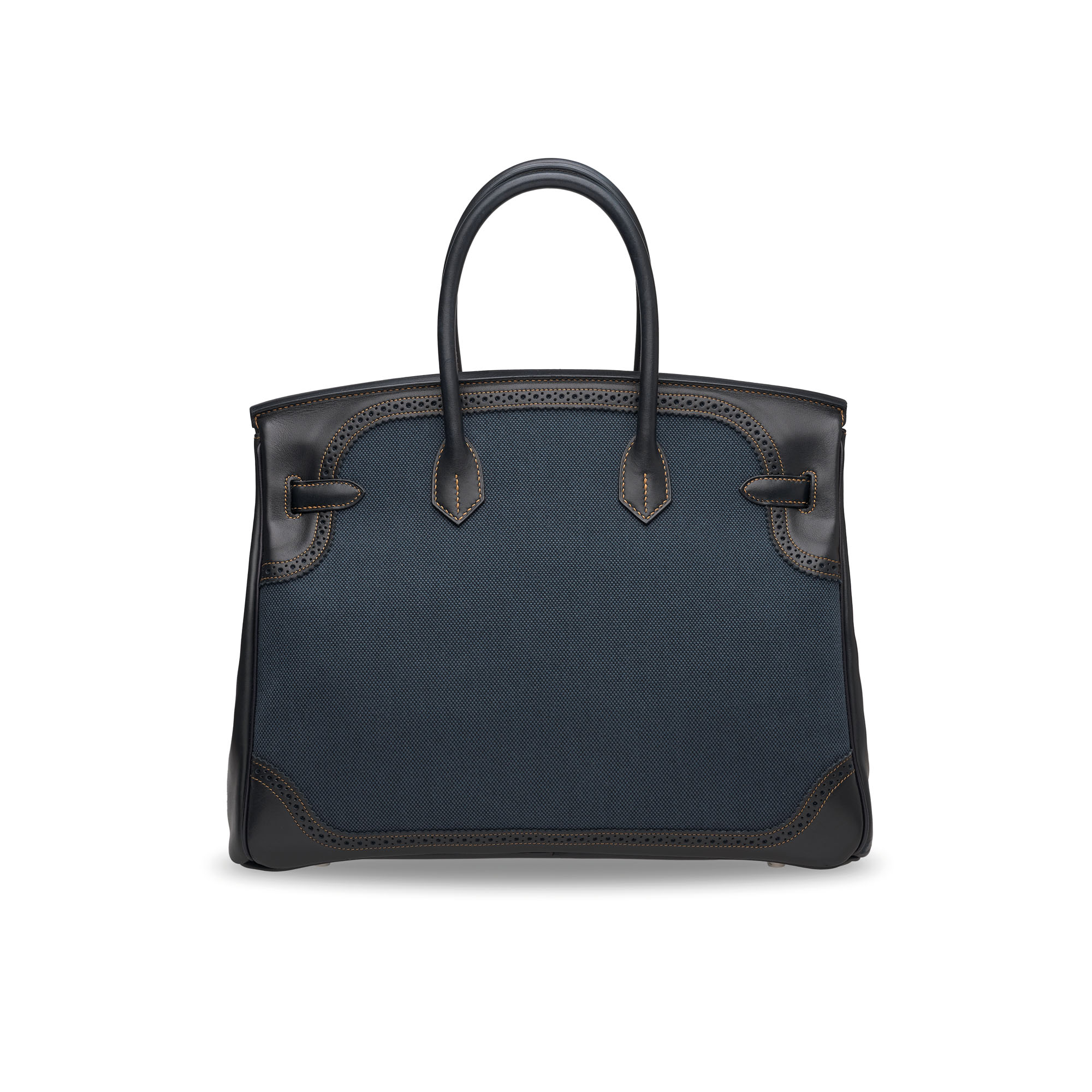 A LIMITED EDITION BLACK EVERCALF LEATHER & DENIM GHILLIES BIRKIN 35 WITH BRUSHED PALLADIUM HARDWARE 3 A LIMITED EDITION BLACK EVERCALF LEATHER & DENIM GHILLIES BIRKIN 35 WITH BRUSHED PALLADIUM HARDWARE - Image 3