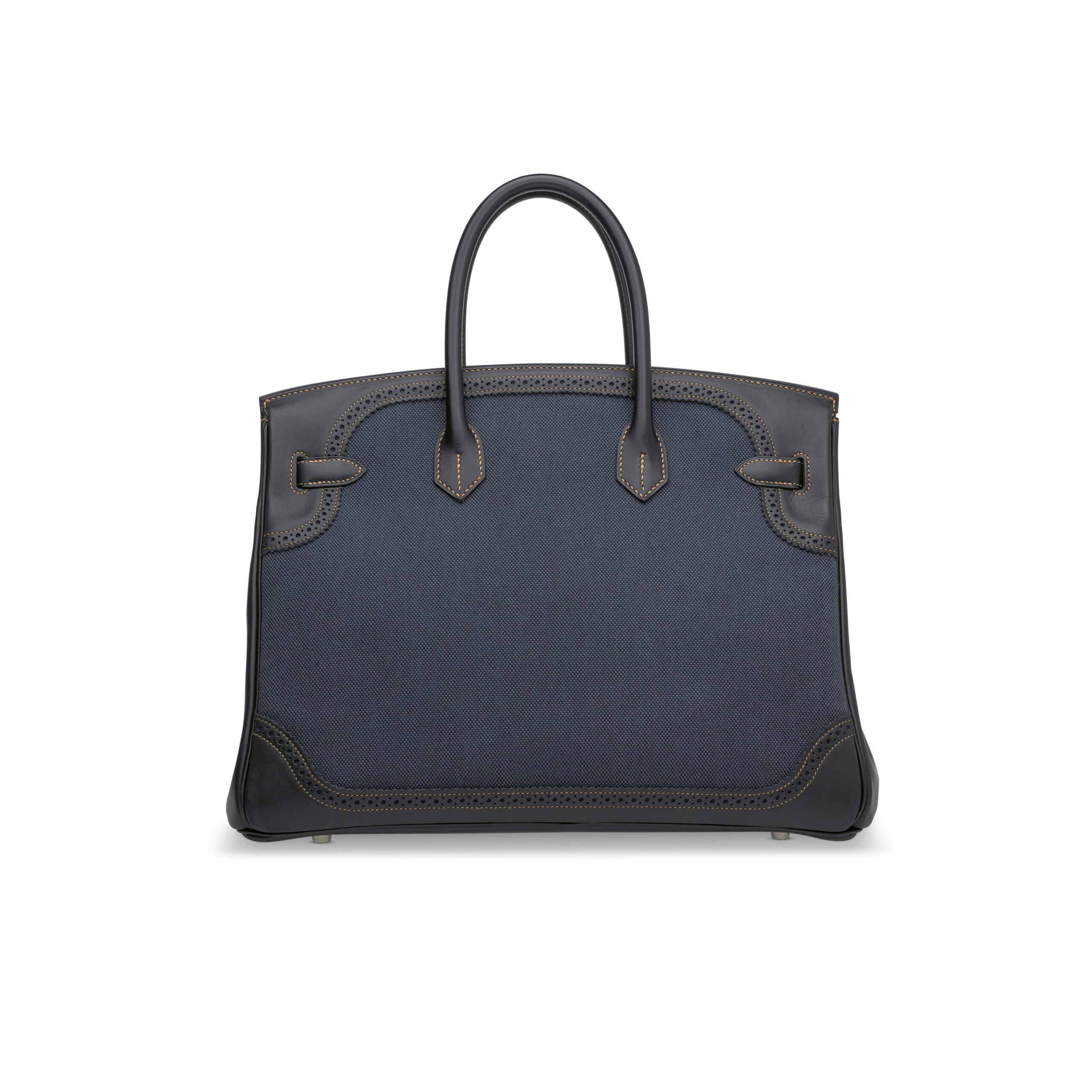 A LIMITED EDITION BLACK EVERCALF LEATHER & DENIM GHILLIES BIRKIN 35 WITH BRUSHED PALLADIUM HARDWARE 4 A LIMITED EDITION BLACK EVERCALF LEATHER & DENIM GHILLIES BIRKIN 35 WITH BRUSHED PALLADIUM HARDWARE - Image 4