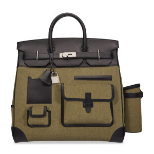 A LIMITED EDITION BLACK EVERCALF LEATHER & VERT OLIVE TOILE H CARGO HAC BIRKIN 40 WITH PALLADIUM HARDWARE (1)