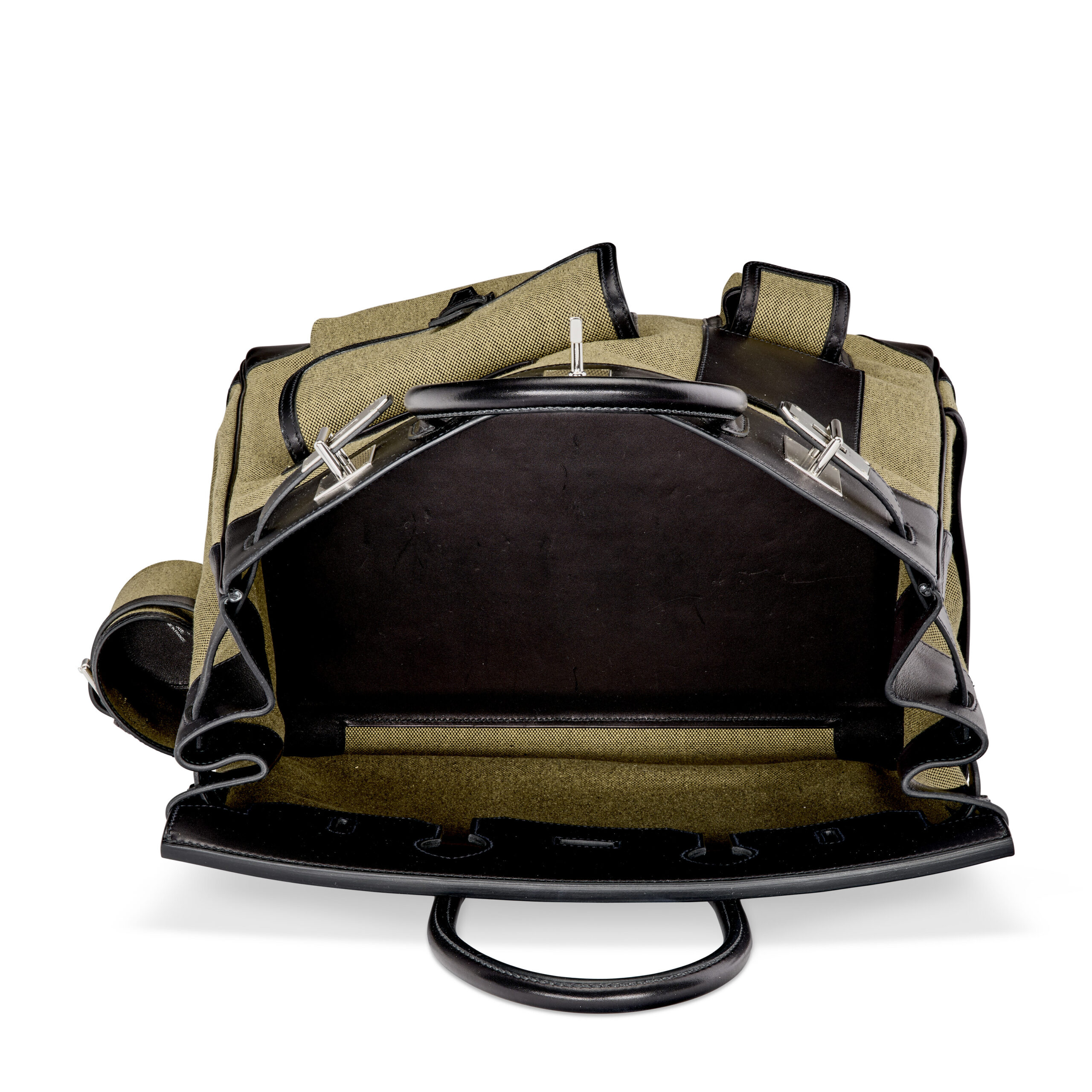 A LIMITED EDITION BLACK EVERCALF LEATHER & VERT OLIVE TOILE H CARGO HAC BIRKIN 40 WITH PALLADIUM HARDWARE 3 A LIMITED EDITION BLACK EVERCALF LEATHER & VERT OLIVE TOILE H CARGO HAC BIRKIN 40 WITH PALLADIUM HARDWARE - Image 3