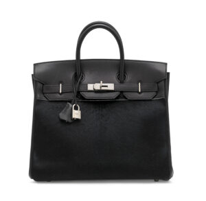 A LIMITED EDITION BLACK EVERCALF & PONYHAIR TROÏKA HAC BIRKIN 32 WITH PALLADIUM HARDWARE