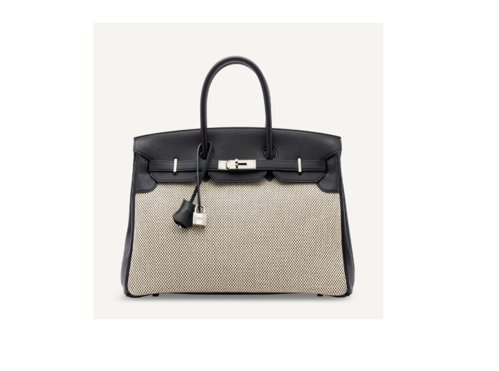 A LIMITED EDITION BLACK SWIFT LEATHER, GRAPHITE & ÉCRU CRISS CROSS TOILE BIRKIN 35 WITH PALLADIUM HARDWARE 1 A LIMITED EDITION BLACK SWIFT LEATHER, GRAPHITE & ÉCRU CRISS CROSS TOILE BIRKIN 35 WITH PALLADIUM HARDWARE