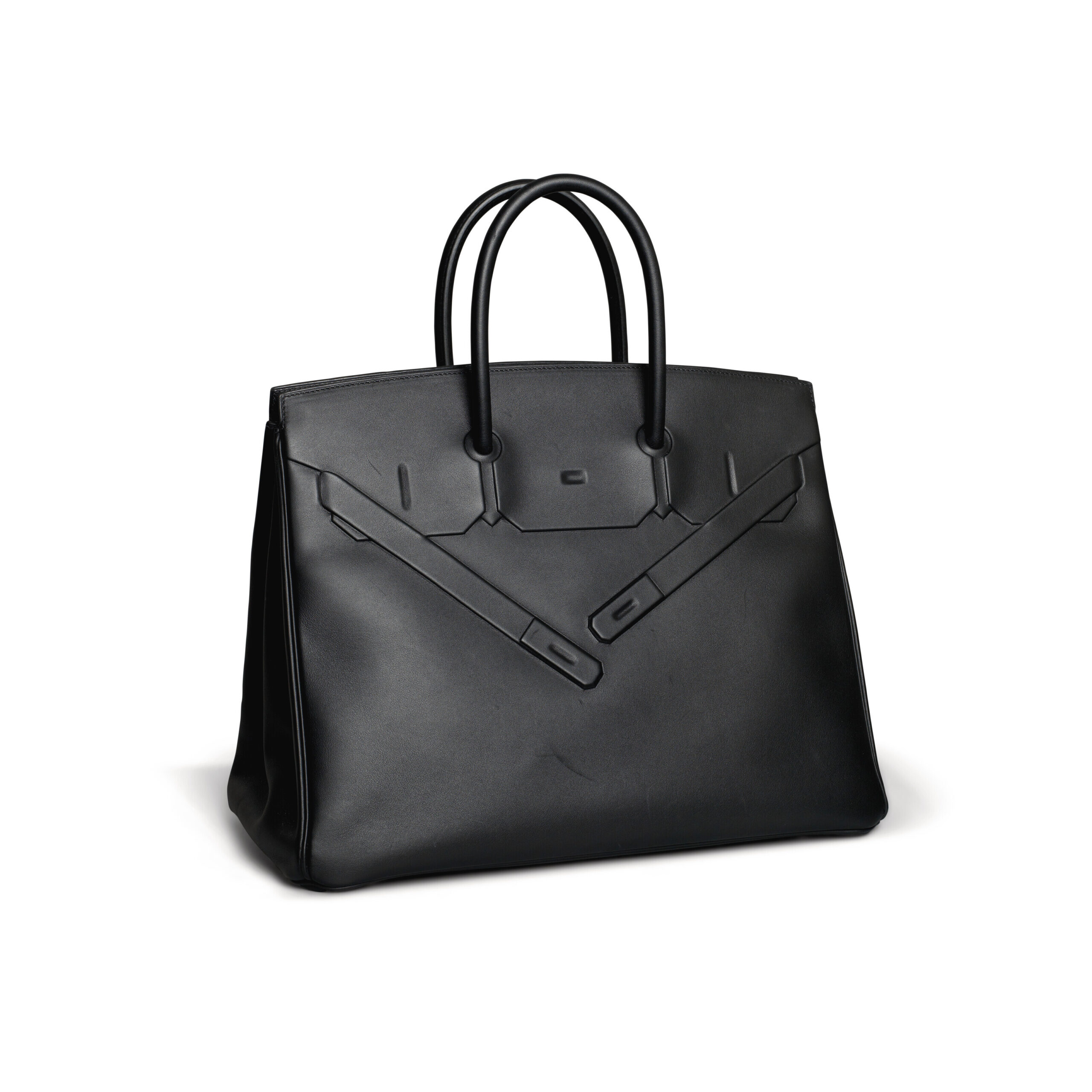 A LIMITED EDITION BLACK SWIFT LEATHER SHADOW BIRKIN 35 WITH PALLADIUM HARDWARE 3 A LIMITED EDITION BLACK SWIFT LEATHER SHADOW BIRKIN 35 WITH PALLADIUM HARDWARE - Image 3