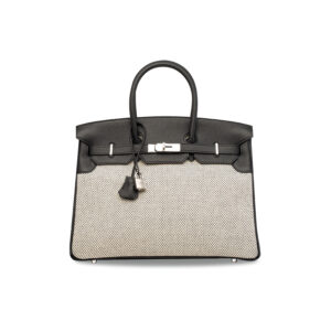 A LIMITED EDITION BLACK SWIFT LEATHER & TOILE GHILLIES BIRKIN 35 WITH PALLADIUM HARDWARE