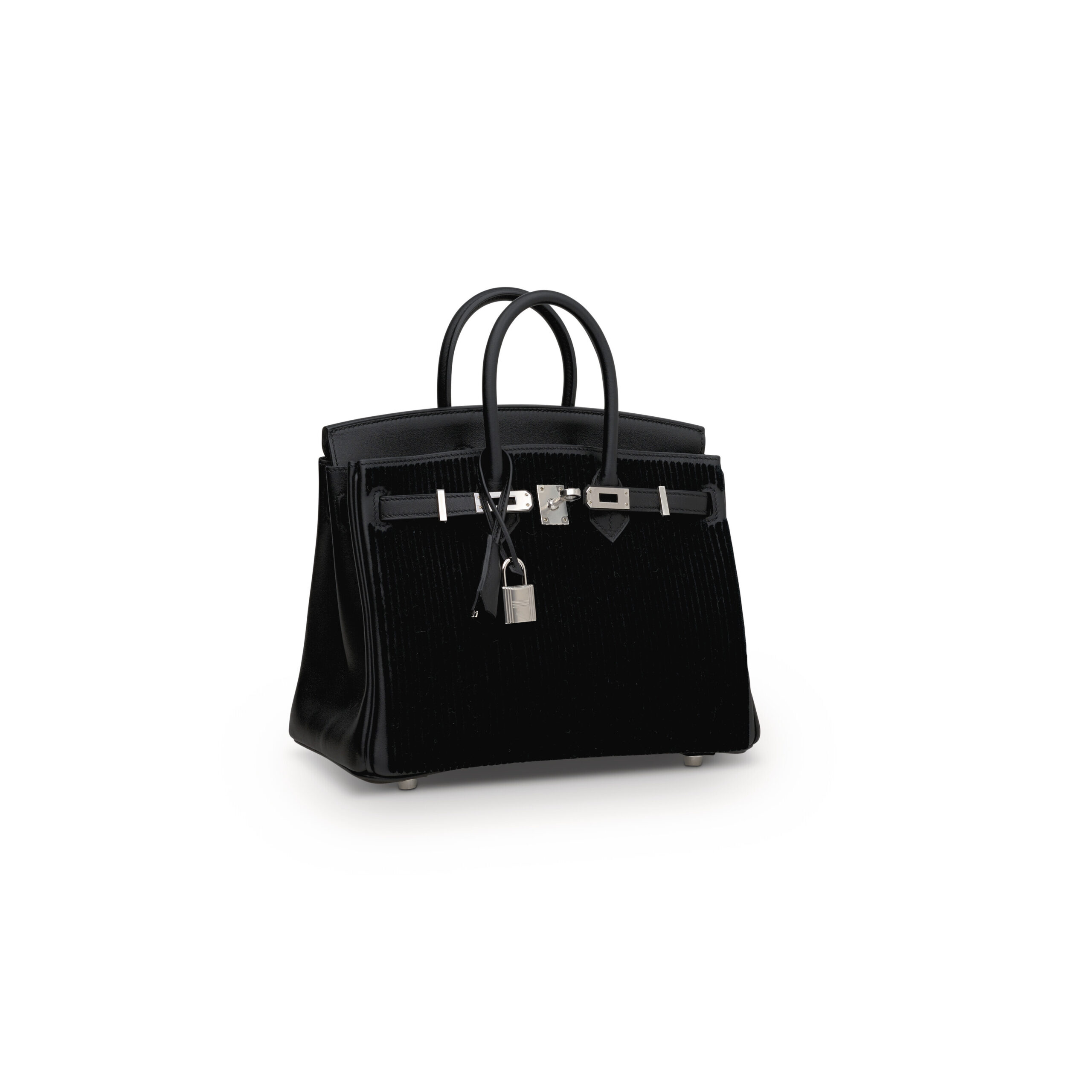 A LIMITED EDITION BLACK SWIFT LEATHER & TUFFETAGE CÔTE À CÔTE BIRKIN 25 WITH PALLADIUM HARDWARE 2 A LIMITED EDITION BLACK SWIFT LEATHER & TUFFETAGE CÔTE À CÔTE BIRKIN 25 WITH PALLADIUM HARDWARE - Image 2