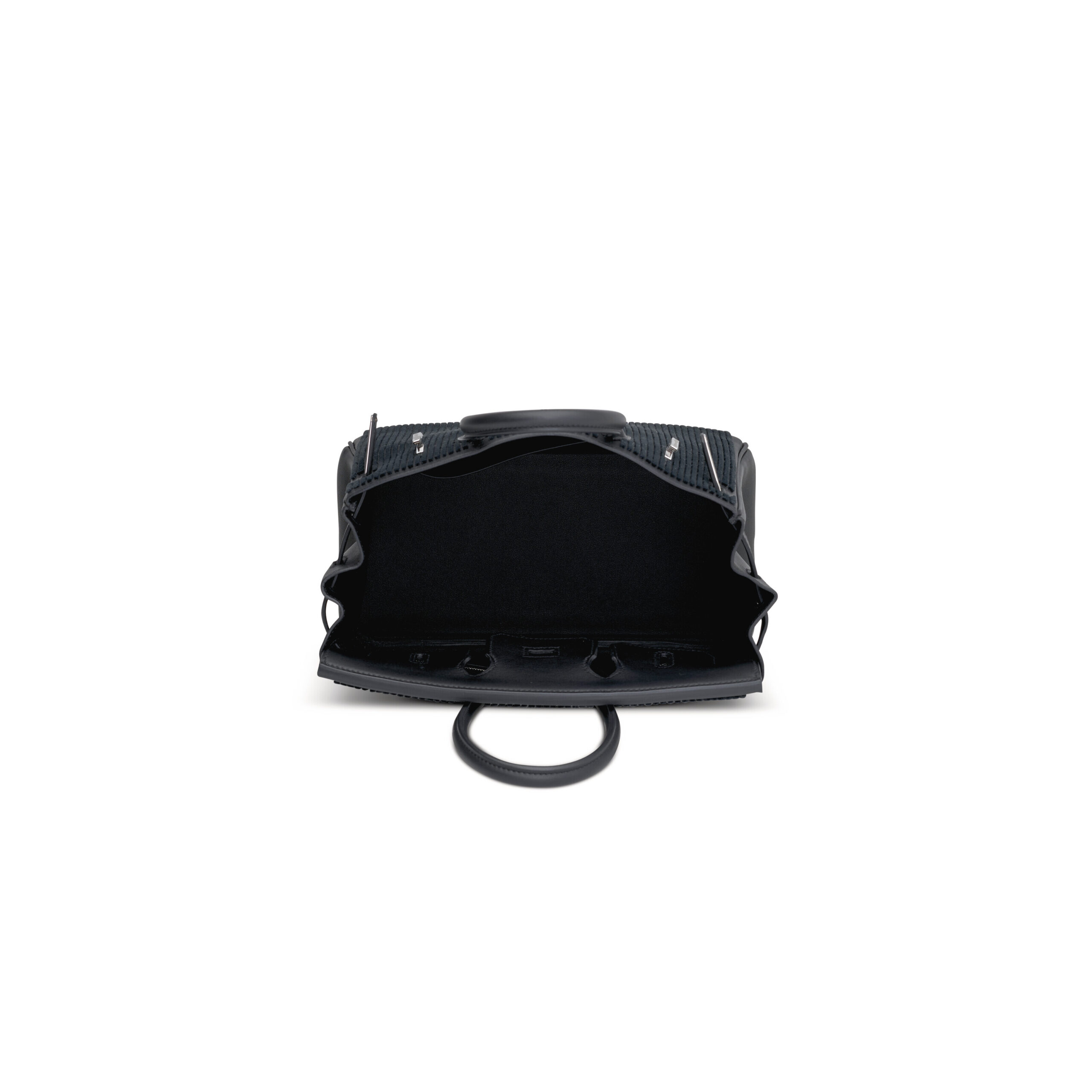 A LIMITED EDITION BLACK SWIFT LEATHER & TUFFETAGE CÔTE À CÔTE BIRKIN 25 WITH PALLADIUM HARDWARE 7 A LIMITED EDITION BLACK SWIFT LEATHER & TUFFETAGE CÔTE À CÔTE BIRKIN 25 WITH PALLADIUM HARDWARE - Image 7