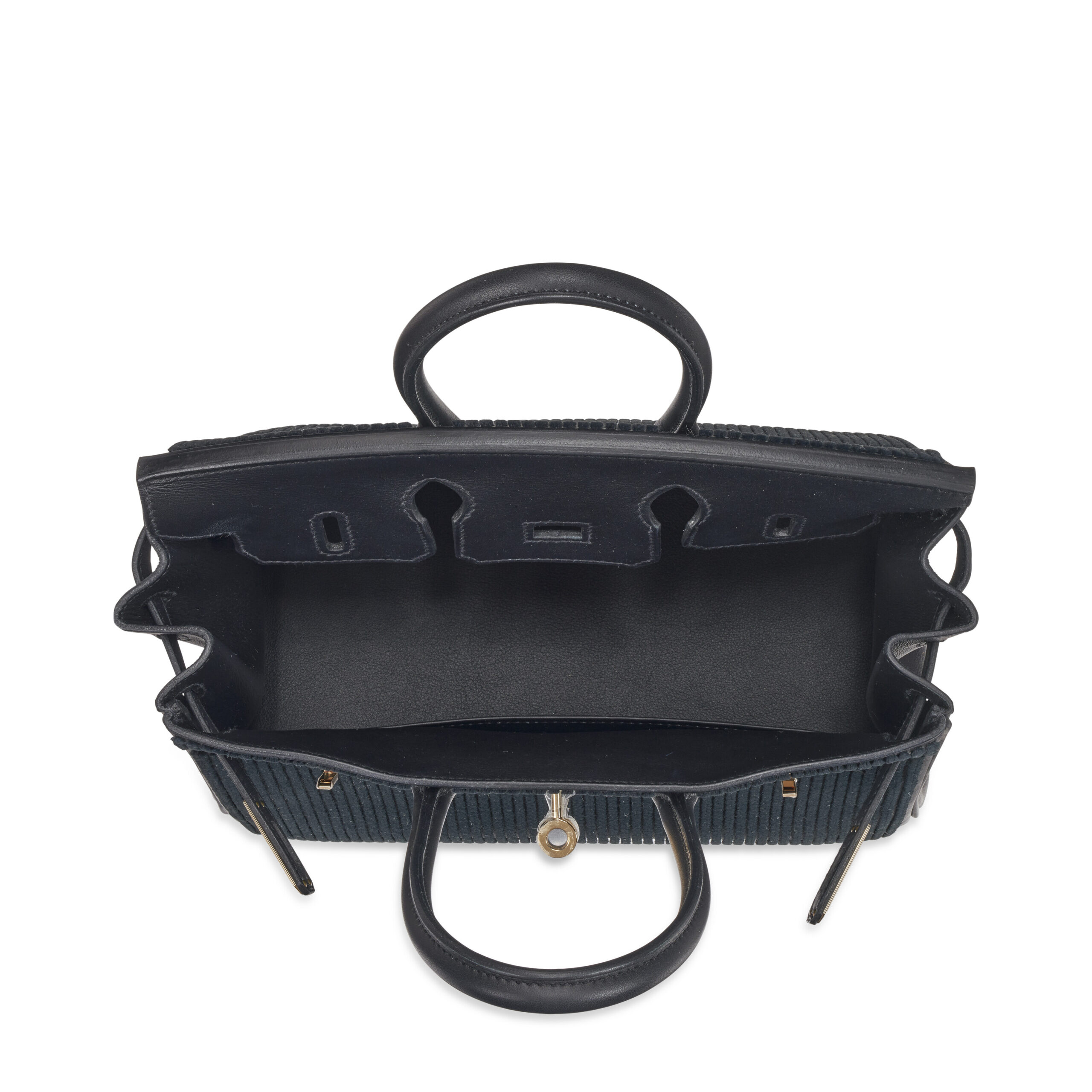 A LIMITED EDITION BLACK SWIFT LEATHER & TUFFETAGE CÔTE À CÔTE BIRKIN 25 WITH PERMABRASS HARDWARE 6 A LIMITED EDITION BLACK SWIFT LEATHER & TUFFETAGE CÔTE À CÔTE BIRKIN 25 WITH PERMABRASS HARDWARE - Image 6