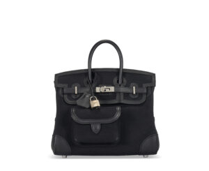 A LIMITED EDITION BLACK TOILE GOELAND & SWIFT LEATHER CARGO BIRKIN 25 WITH PALLADIUM HARDWARE (6)