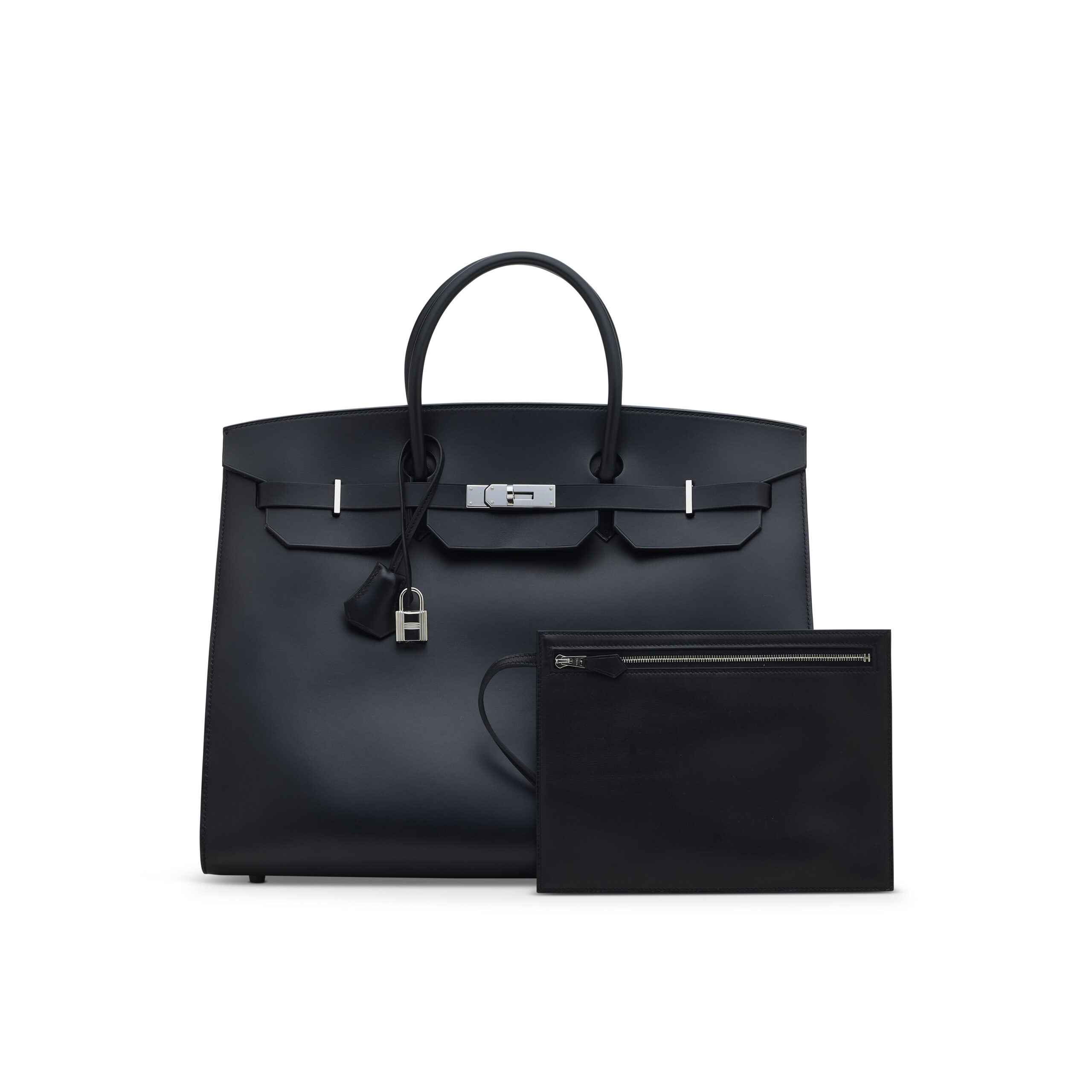 A LIMITED EDITION BLACK VACHE HUNTER LEATHER SELLIER BIRKIN 40 WITH PALLADIUM HARDWARE 5 A LIMITED EDITION BLACK VACHE HUNTER LEATHER SELLIER BIRKIN 40 WITH PALLADIUM HARDWARE - Image 5