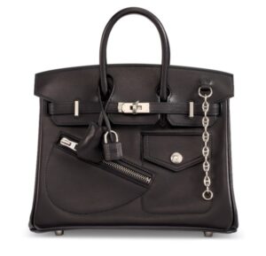 A LIMITED EDITION BLACK VOLUPTO LEATHER ROCK BIRKIN 25 WITH PALLADIUM HARDWARE