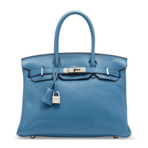 A LIMITED EDITION BLEU DE GALICE & BLEU IZMIR CLÉMENCE LEATHER VERSO BIRKIN 30 WITH PALLADIUM HARDWARE