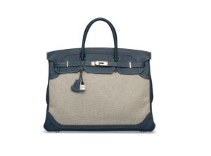 A LIMITED EDITION BLEU DE PRUSSE SWIFT LEATHER & TOILE H GHILLIES BIRKIN 40 WITH PALLADIUM HARDWARE