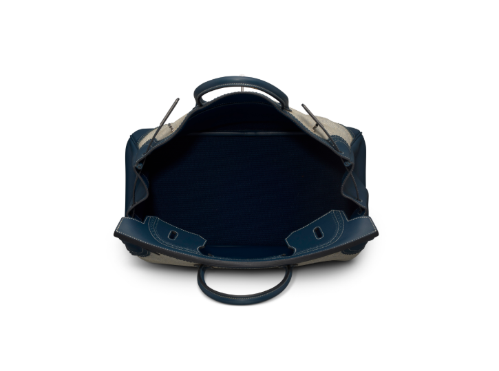 A LIMITED EDITION BLEU DE PRUSSE SWIFT LEATHER & TOILE H GHILLIES BIRKIN 40 WITH PALLADIUM HARDWARE 5 A LIMITED EDITION BLEU DE PRUSSE SWIFT LEATHER & TOILE H GHILLIES BIRKIN 40 WITH PALLADIUM HARDWARE - Image 5